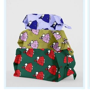 BAGGU Peanuts 3D Zip Set in Green, Blue, and Yellow